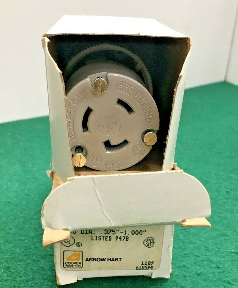 NEW Arrow Hart 6214 Locking Connector 20A 250V 2P 3W GRD (LOT OF 2)