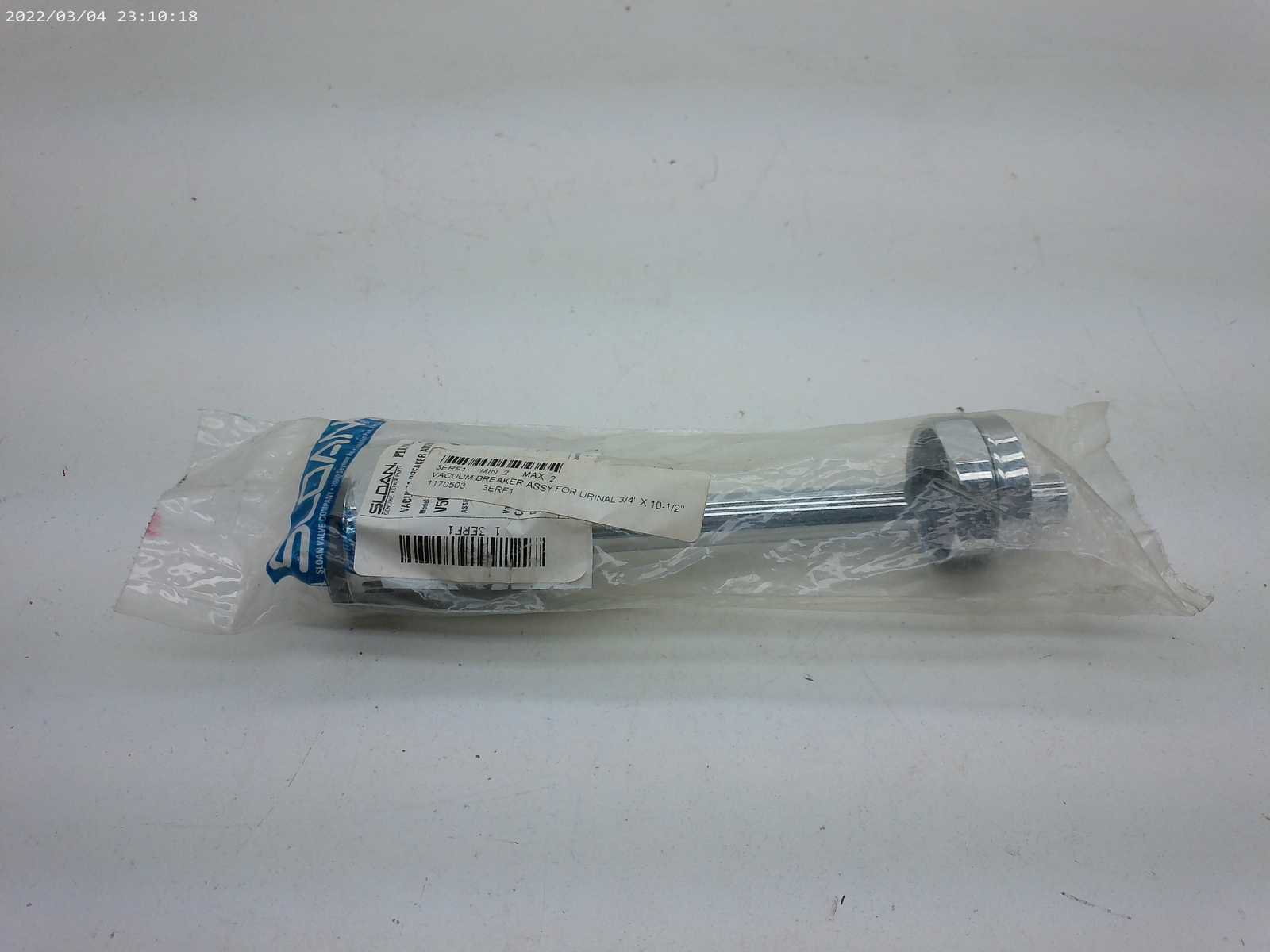 SLOAN 3ERF1 VACUUM BREAKER ASSY FOR URINAL 3/4 X 10-1/2
