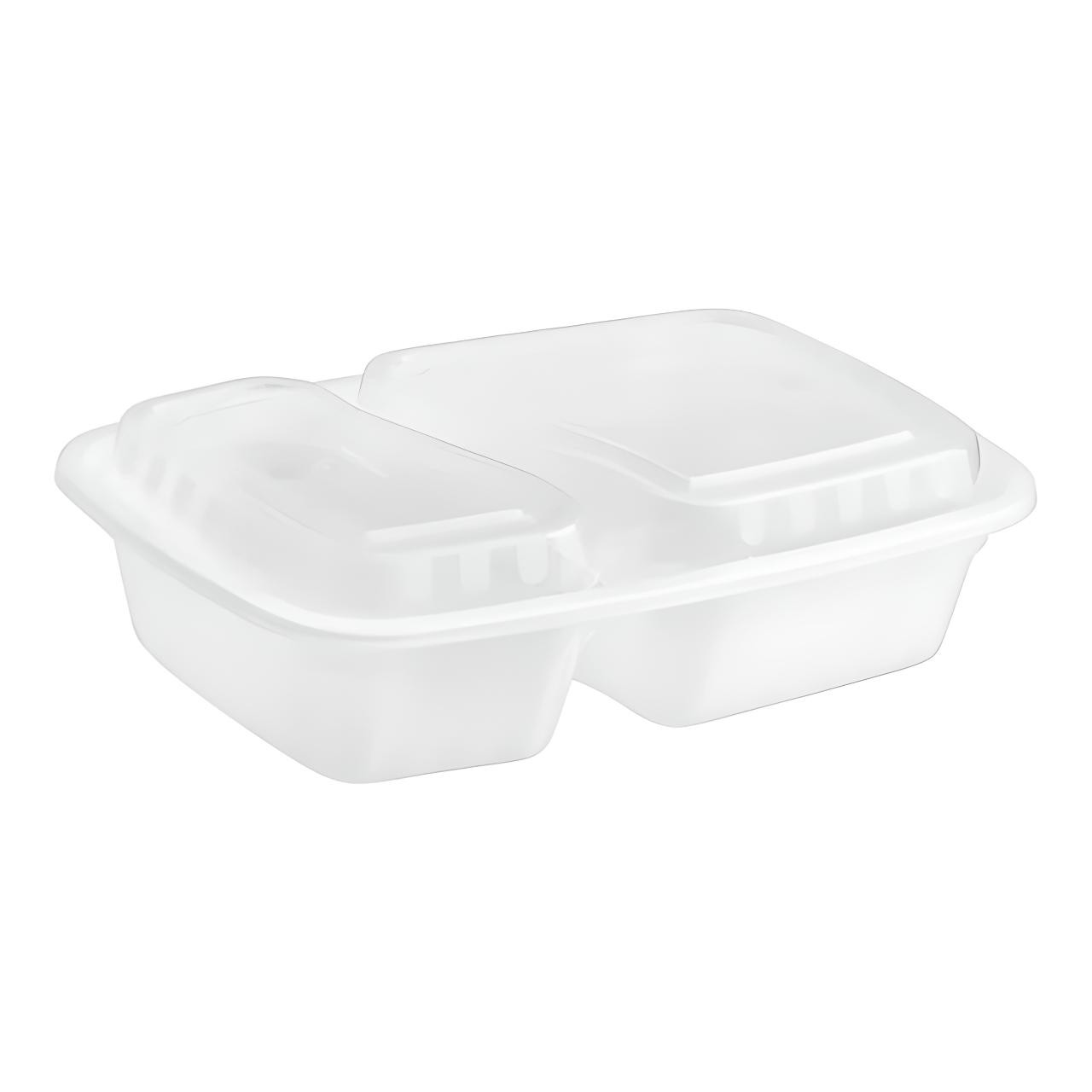 OCS Parts 50-Pack 30 Ounce 2-Compartment Microwavable White Food Prep Containers