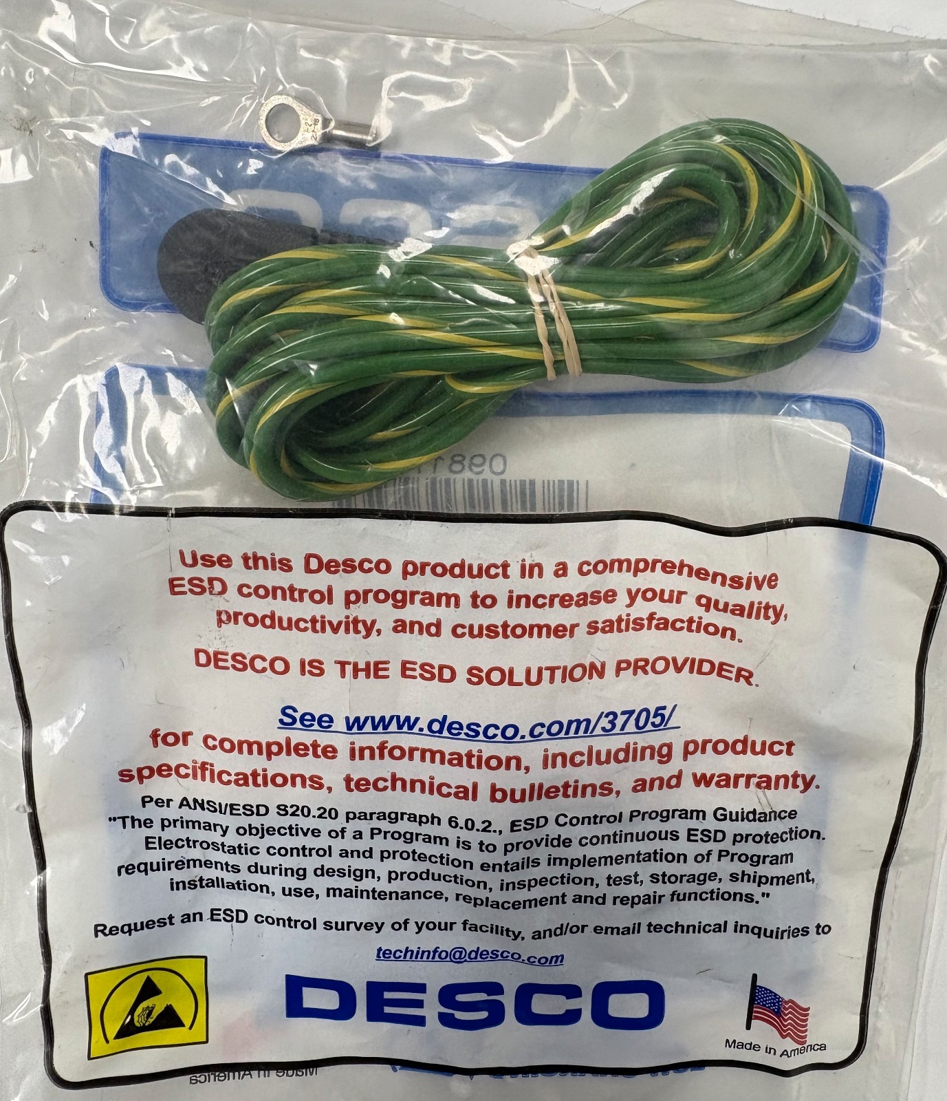 DESCO 09817 ESD GROUNDING CORD GRND FLR 10mmSCKT NO RES 10′ FEMALE SNAP