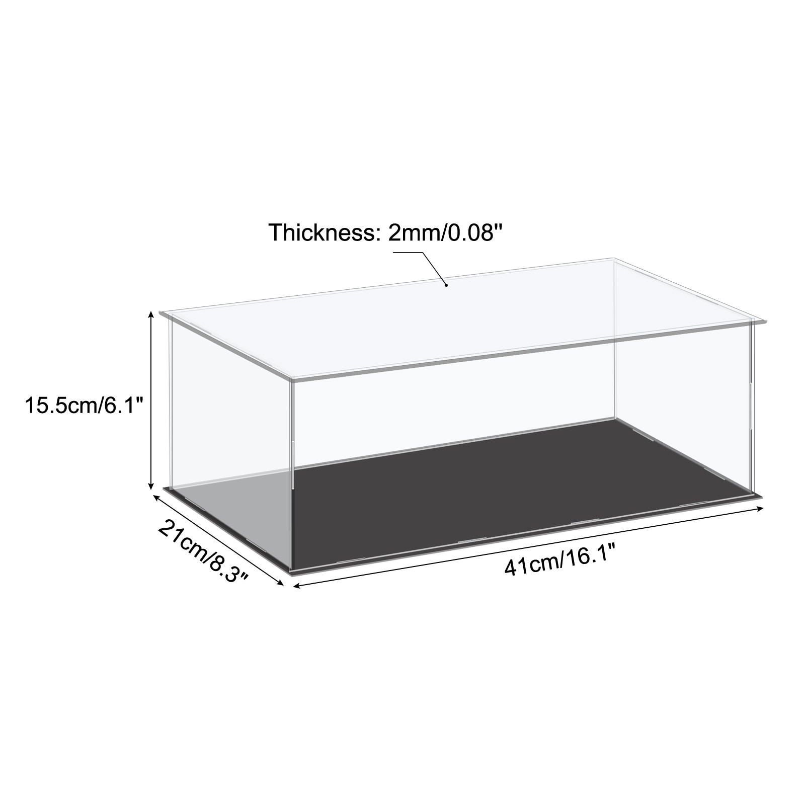 Acrylic Display Case Plastic Box Cube Storage Clear Small Assemble 41x21x15.5cm