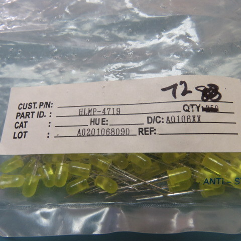BROADCOM/ AVAGO HLMP-4719 Qty of 72 per Lot Yellow 585nm LED Indication – Dis