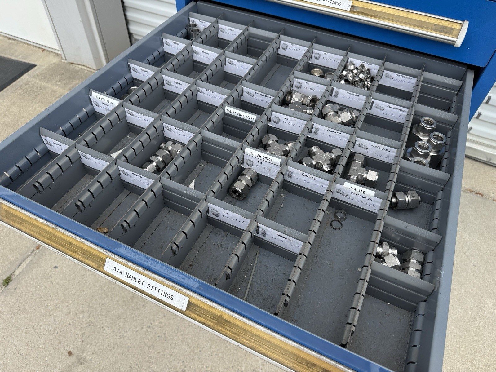 Ham-Let / Swagelok Fittings – 8 Drawer cabinet included (1000+ Pieces Estimated)