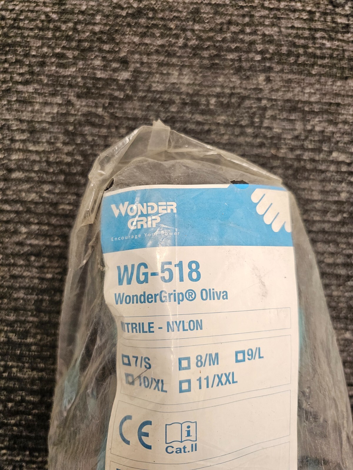 12 PAIRS Wonder Grip WG-518 NITRILE Oliva Gloves Size 10 / XL