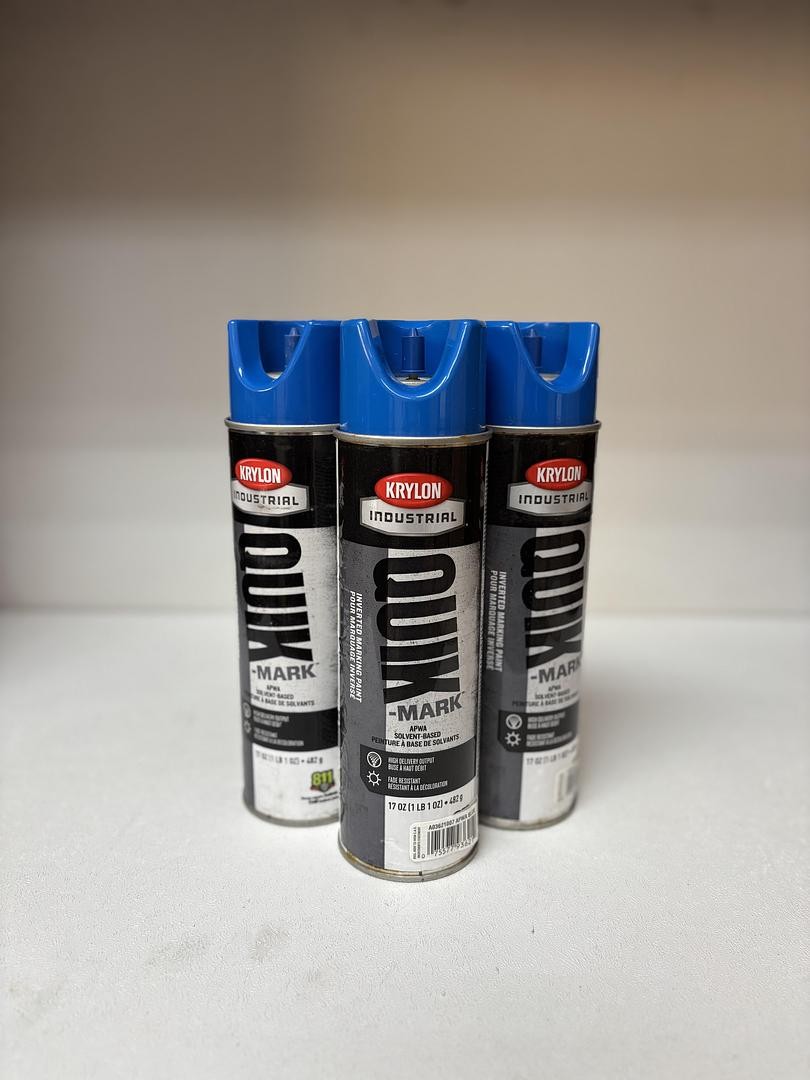 (Lot of 4) Krylon Quik Mark A03621007 Apwa Solvent-Based Blue 17oz GHA-7