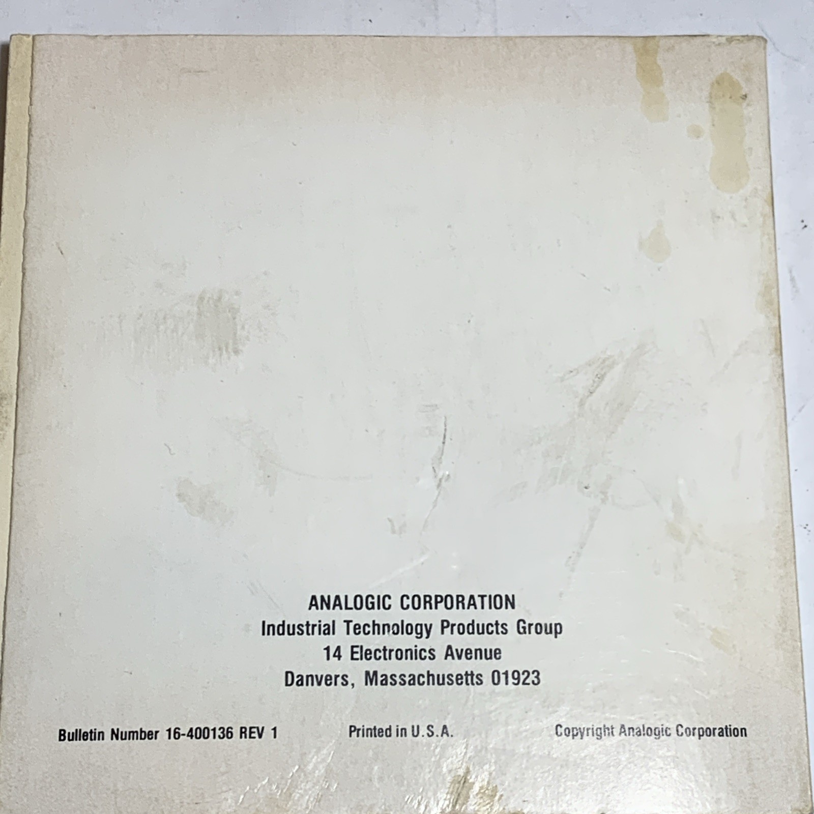 Analogic 16-400136 Instruction Manual 16400136 $25.01 + free shipping