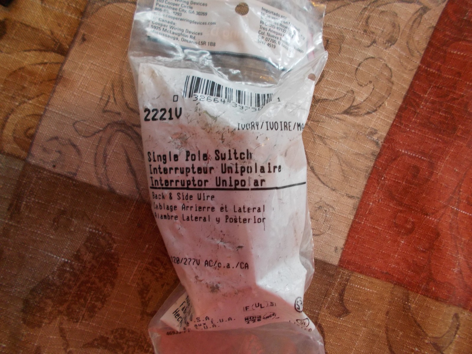 NEW Cooper 2221V Single Pole Industrial Ivory Toggle Light Switch *FREE SHIP*