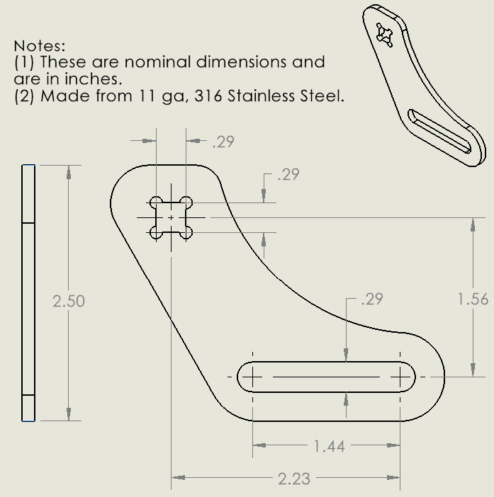 1pk Stainless 6in & 7in Bench Grinder Tool Rest Support (For Baldor and Others)