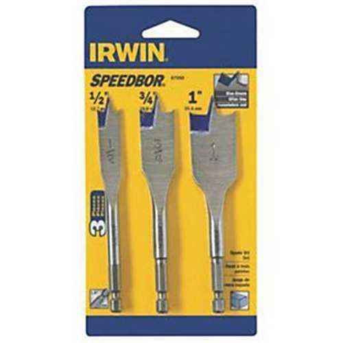 Irwin Bit Set 1″ 3/4″ & 1/2″ Industrial Tools Speebor Blue Groove Spade 3-Piece