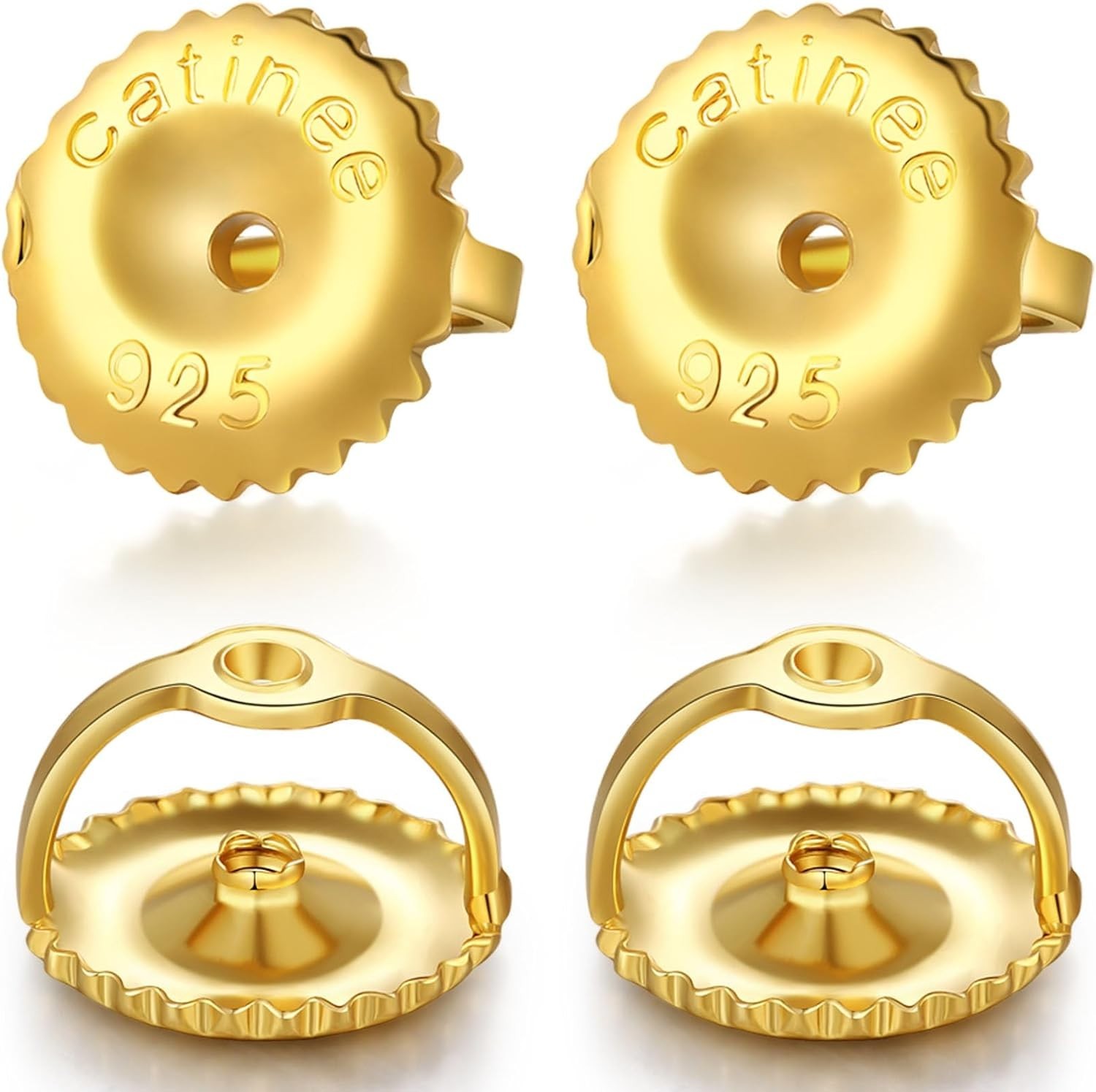 2Pairs Gold Screw Earring Backs Replacements,14K Gold Plated 925 Sterling Silver
