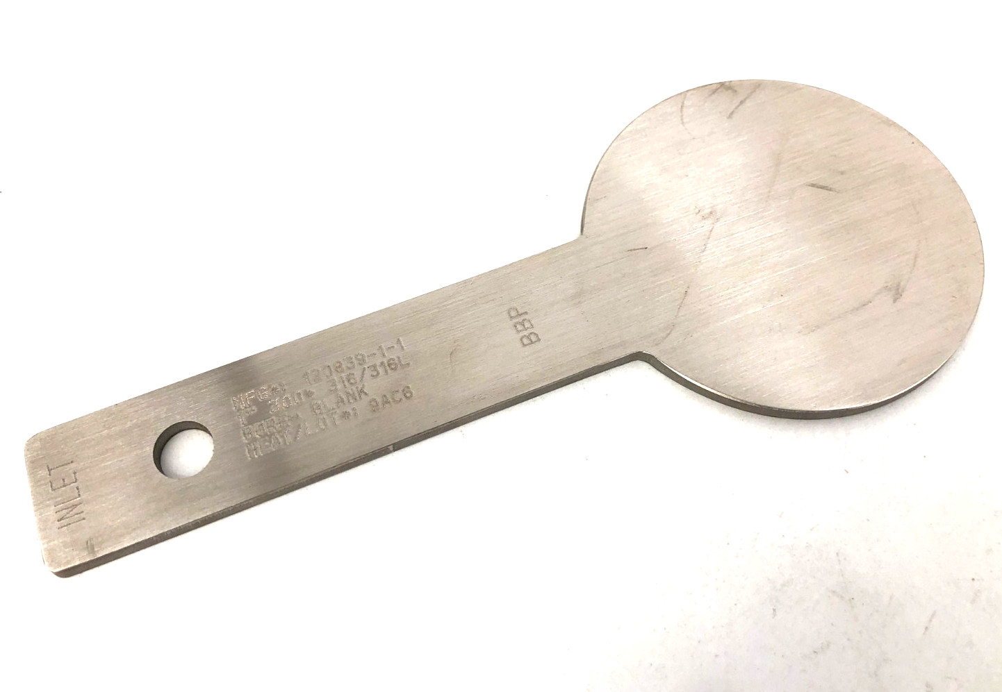 New BBP 120839-1-1 Orifice Plate Paddle 1″ 300# 316/316L Blank Bore – No Box