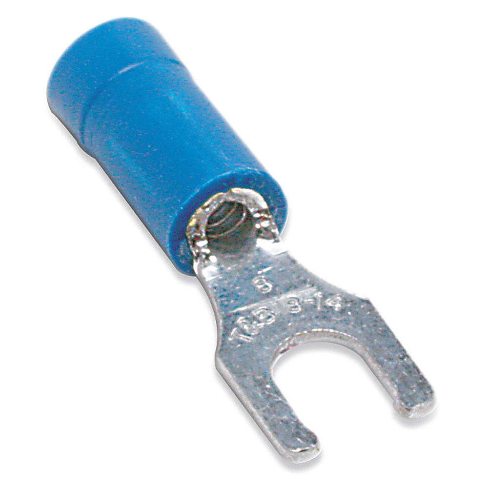 STA-KON 14RB-10FL Fork Terminal,Lockng,#10 Stud,Blue,PK100 4RGZ6 STA-KON 14RB-10