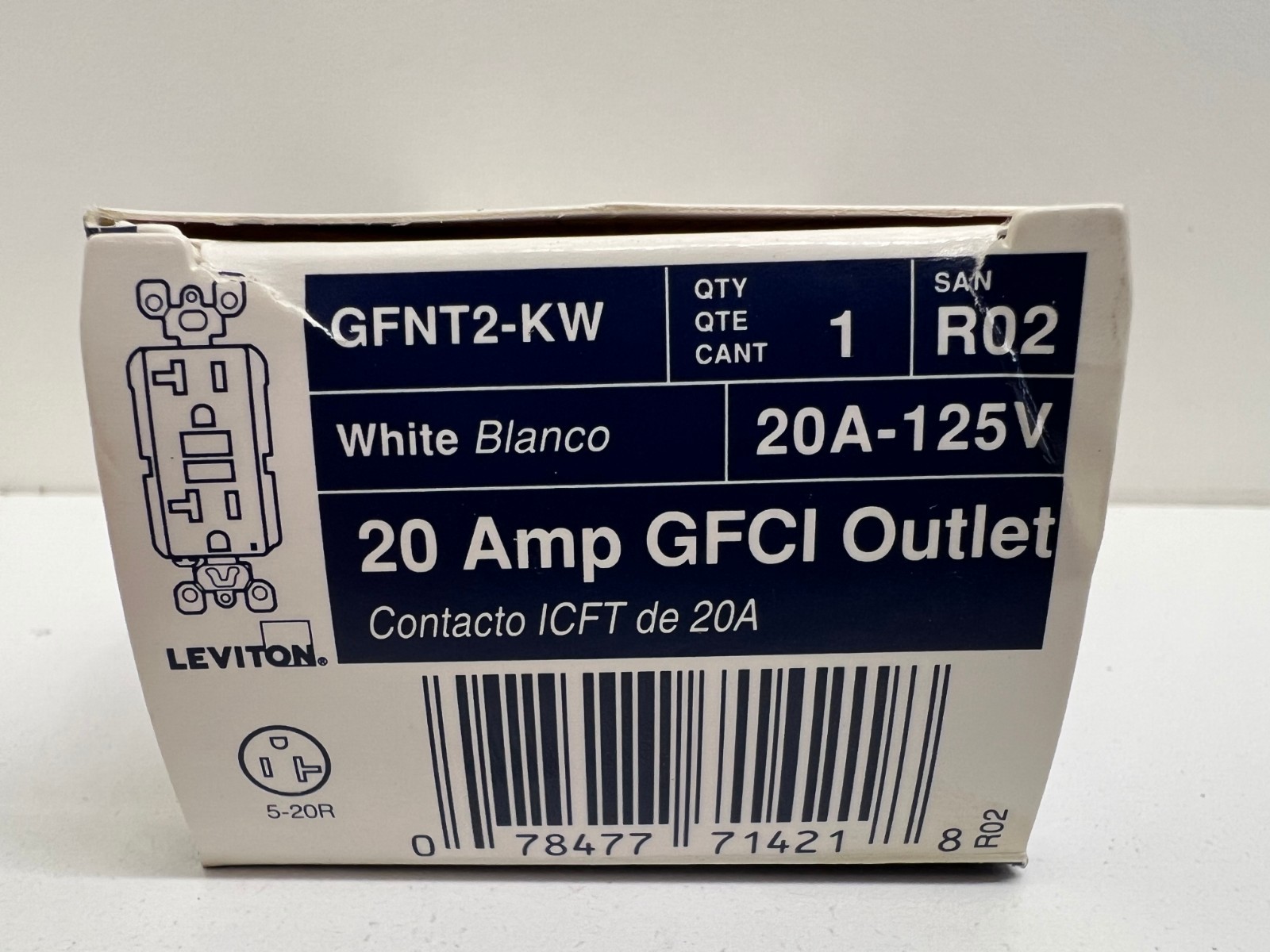 NEW IN BOX! LEVITON 20A 125V SELF-TEST GFCI OUTLET WHITE GFNT2-KW