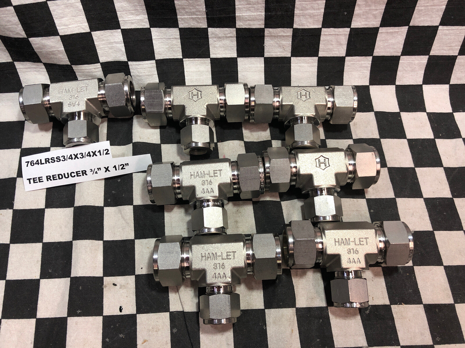 LOT OF 7, Ham Let Reducer Union Tee 3/4″ X 1/2″, 764LRSS3/4X3/4X1/2 #120Q3