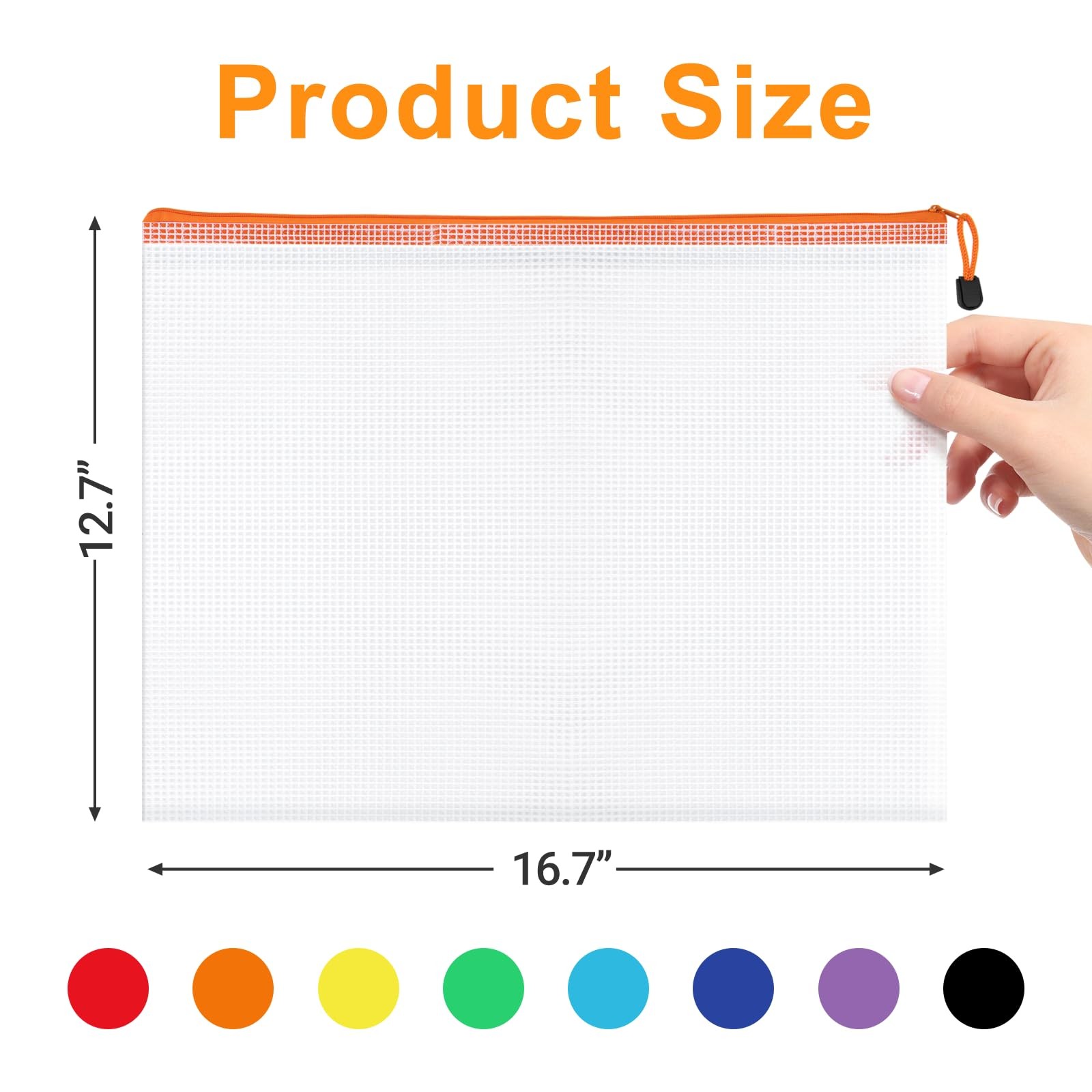 Aubeco A3 Letter Size Mesh Zipper Bag with Sticker, 24 Pack 24 pcs, 8 Color