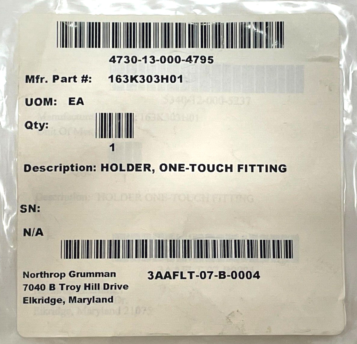 NEW 163K303H01 One-Touch Fitting Holder