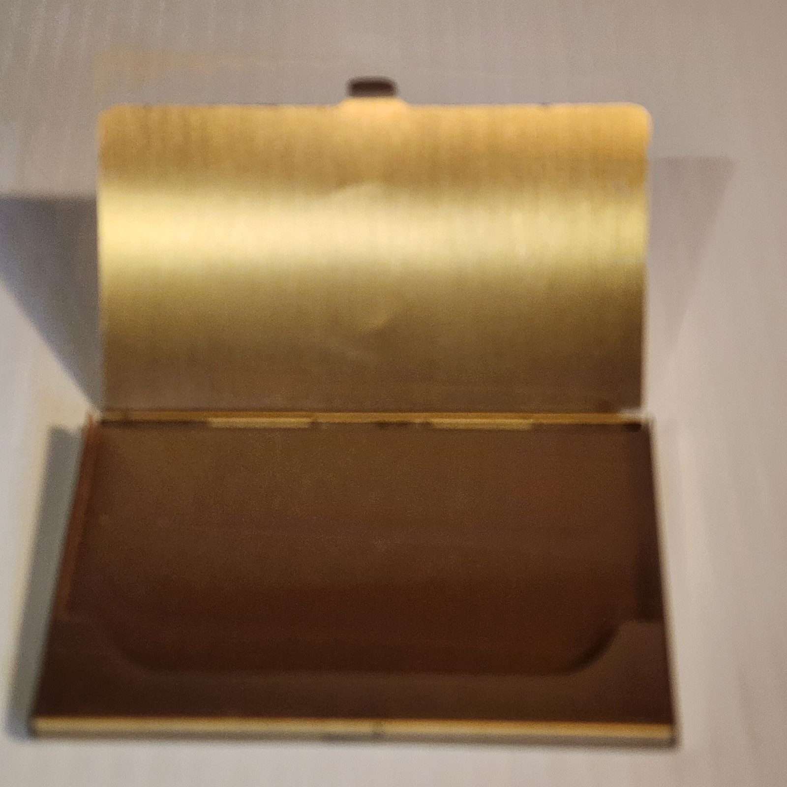 Vintage Brass Business Card Holder Maple Leaf Canada Souvenir Gold Tone Case