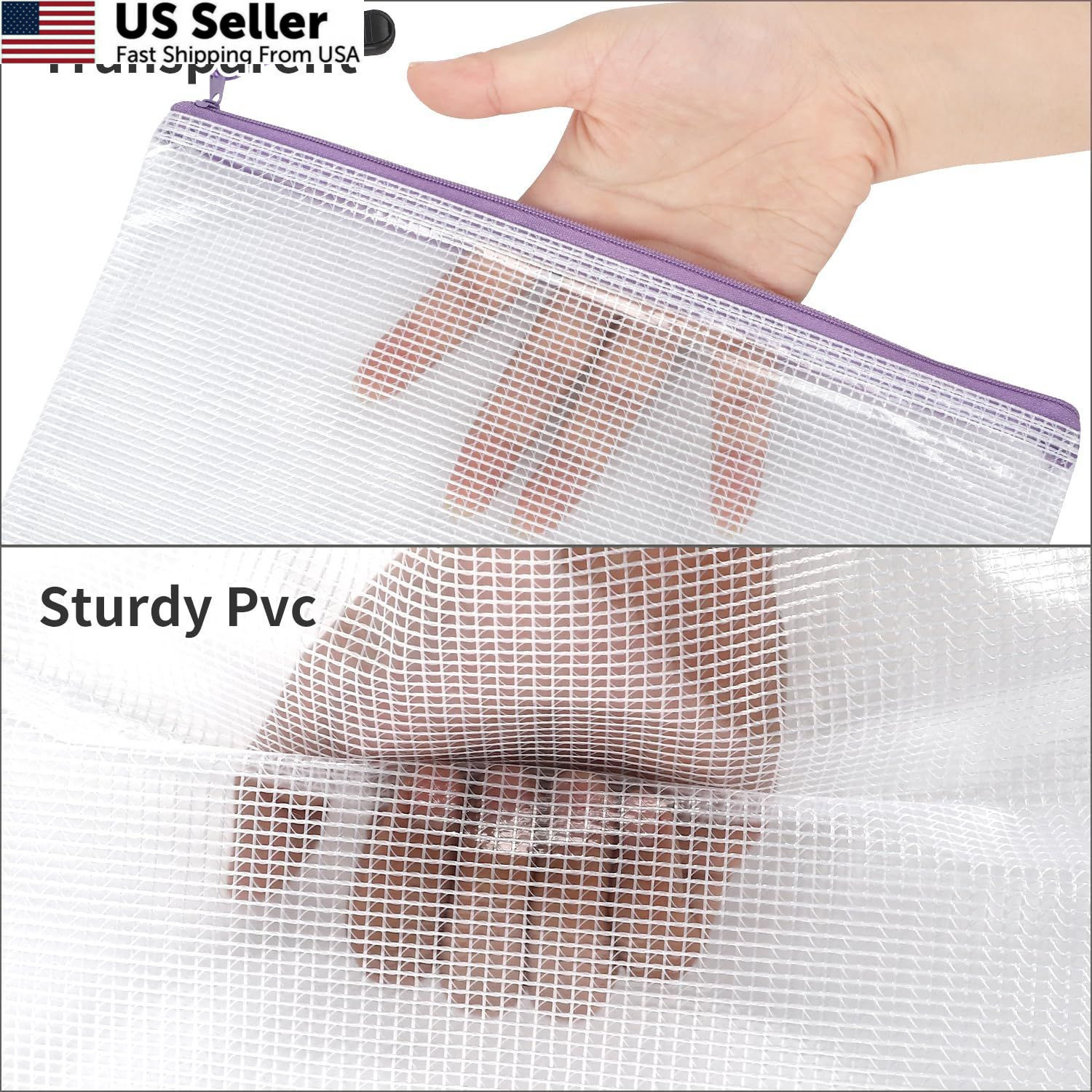 EOOUT 30pcs Mesh Zipper Pouch Bags, 8 Sizes Plastic Mutisize, B-8 Colors