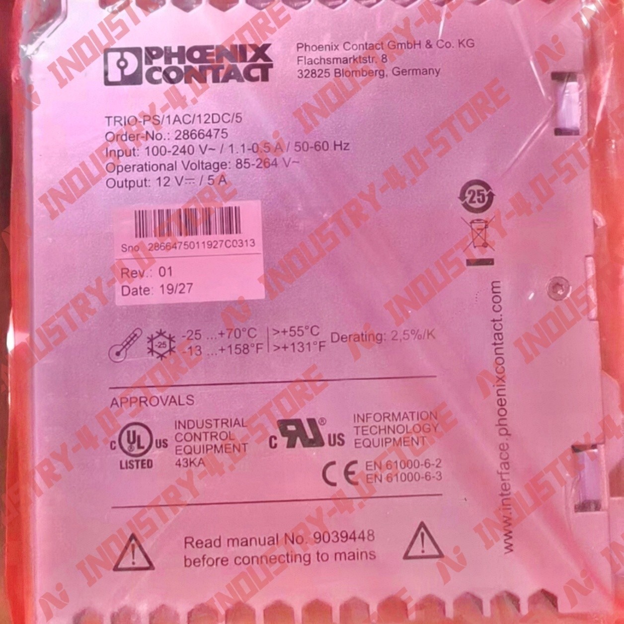 Phoenix 2866475 TRIO-PS/1AC/12DC/ 5 Switching Power Supply#1pcs new in box
