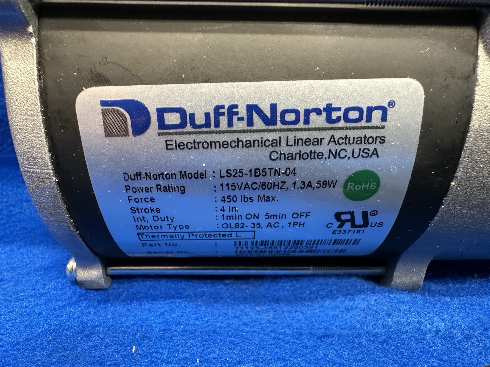 Duff-Norton Ls25-1B5tn-04 Linear Actuator