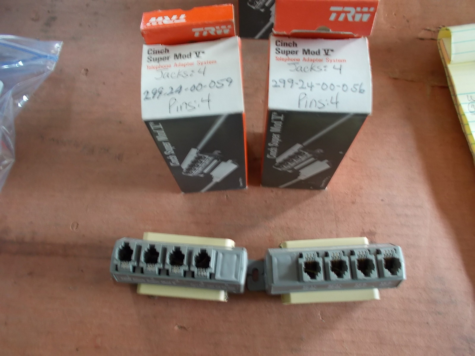 TRW Cinch Super Mod V Telephone Adapter 4-Pins 4-Jacks, Lot of 2 *FREE SHIPPING*
