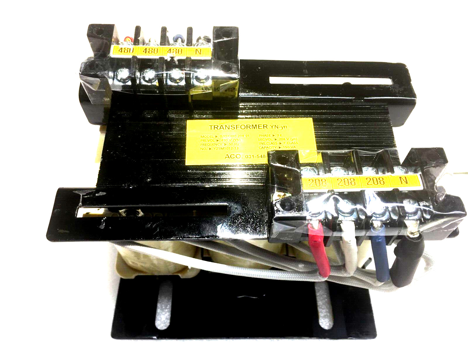 ACO NEWTRANSFORMER YN-yn MODEL 0.15K 480 -208-01 3PH 50/60HZ PRI480 SEC 208W/NEU