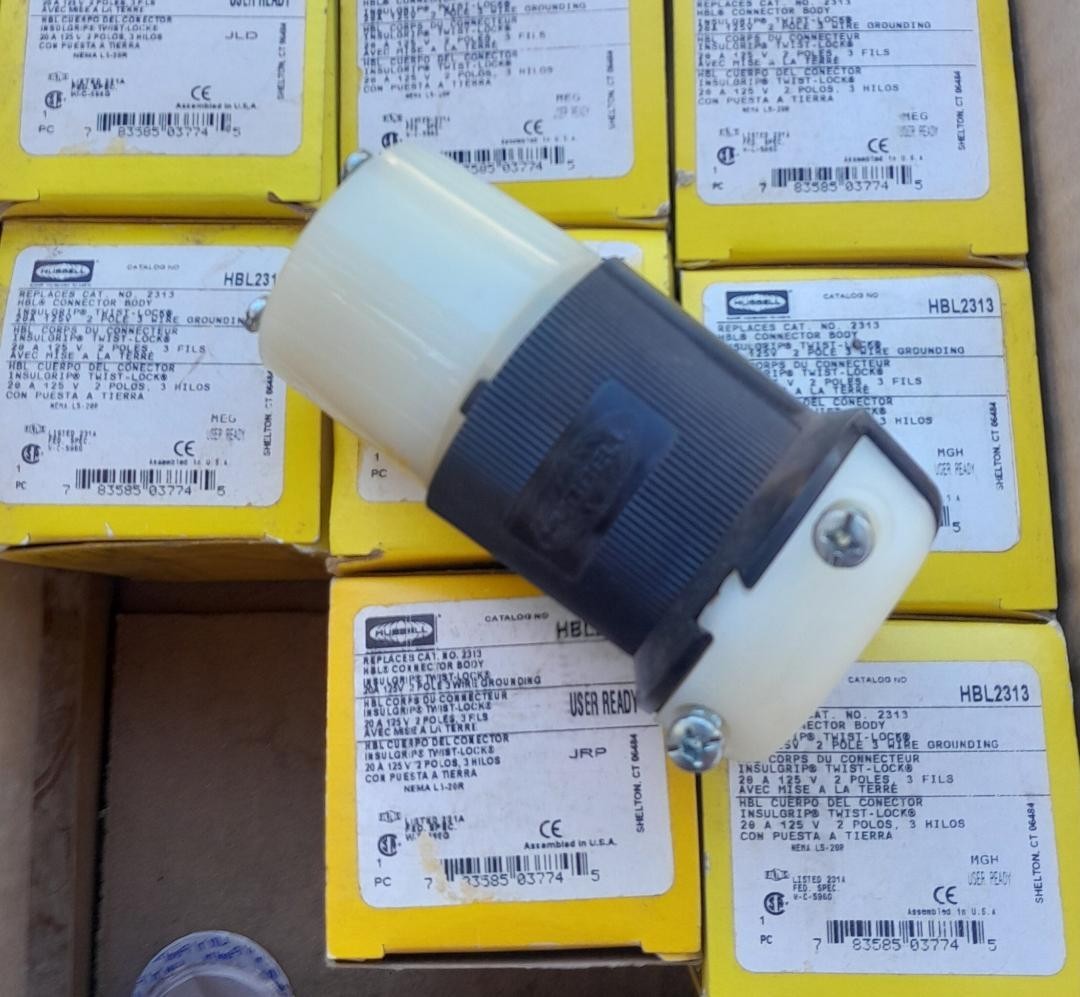 5# HUBBELL HBL2313 TWIST-LOCK CONNECTOR 20A 125V 2P 3W GRND NEMA L5-20R
