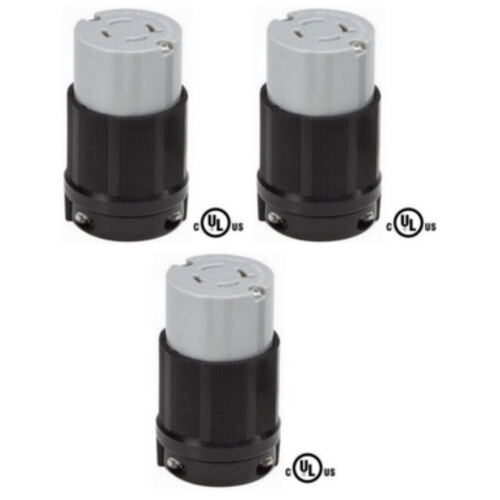 Grounding Locking Connector, 20A 125/250V AC, cUL Listed NEMA L14-20 (Pack of 3)