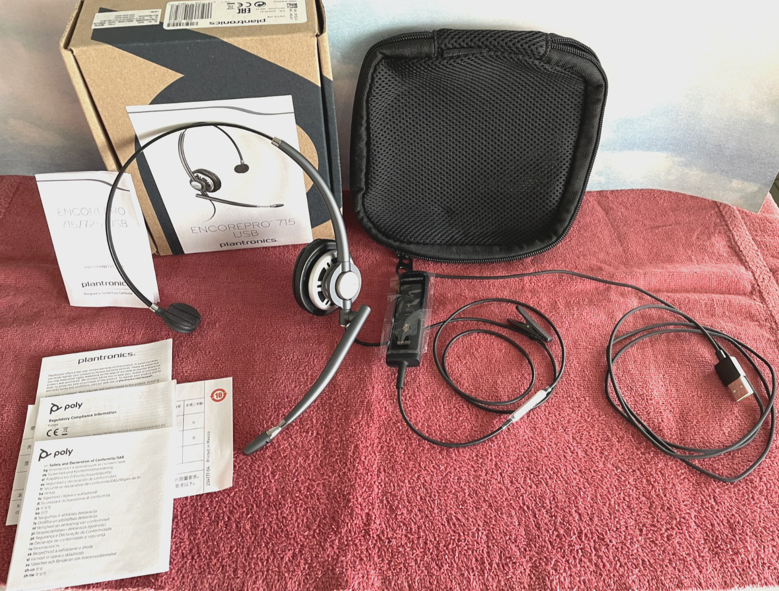POLY PLANTRONICS ENCOREPRO 715 USB-A MONOAURAL HEADSET HW715 w/ Case – In Box –