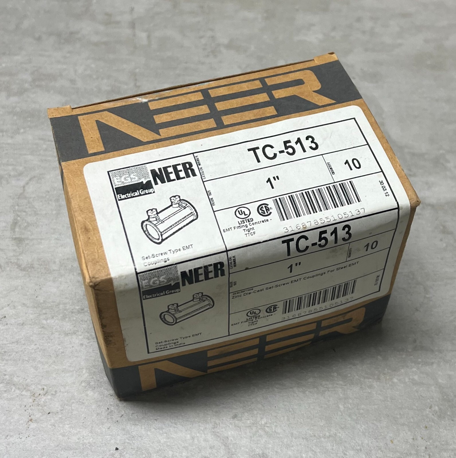 10 PC NEW! EGS NEER 1″ 2-SET SCREW EMT CONDUIT COUPLINGS TC-513