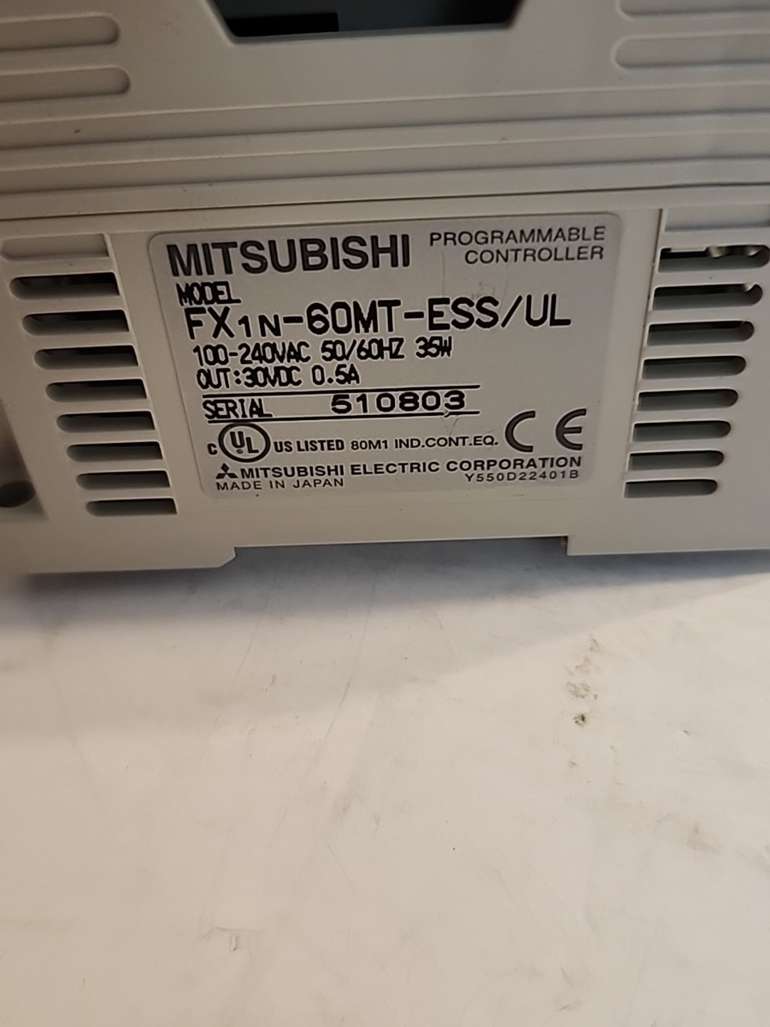 MITSUBISHI FX1N-60MT-ESS/UL PROGRAMMABLE CONTROLLER 100-240VAC OUT: 30VDC