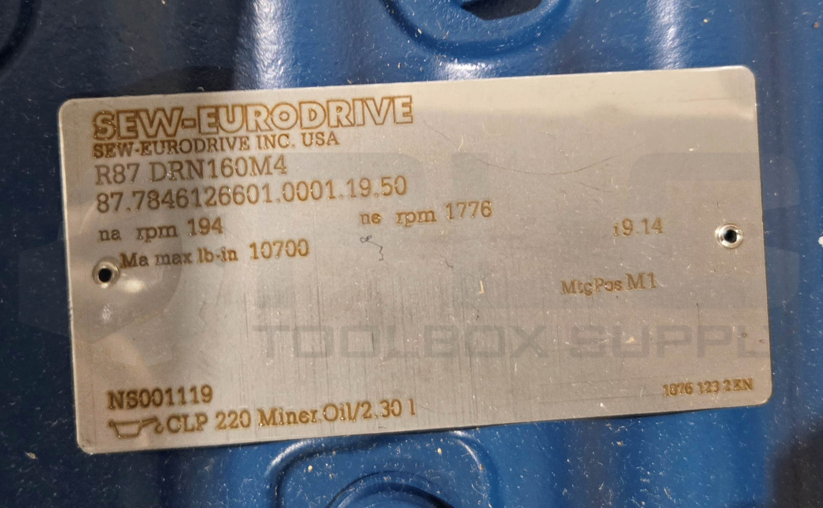 NEW SEW EURODRIVE R87 DRN160M4 GEAR MOTOR 15HP 1776RPM 87.7846126601.0001.19.50