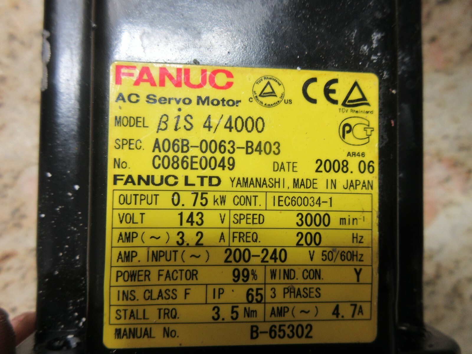 *SPECIAL PRICE* FANUC AC SERVO MOTOR A06B-0063-B403 A860-2020-T301 EACH 1