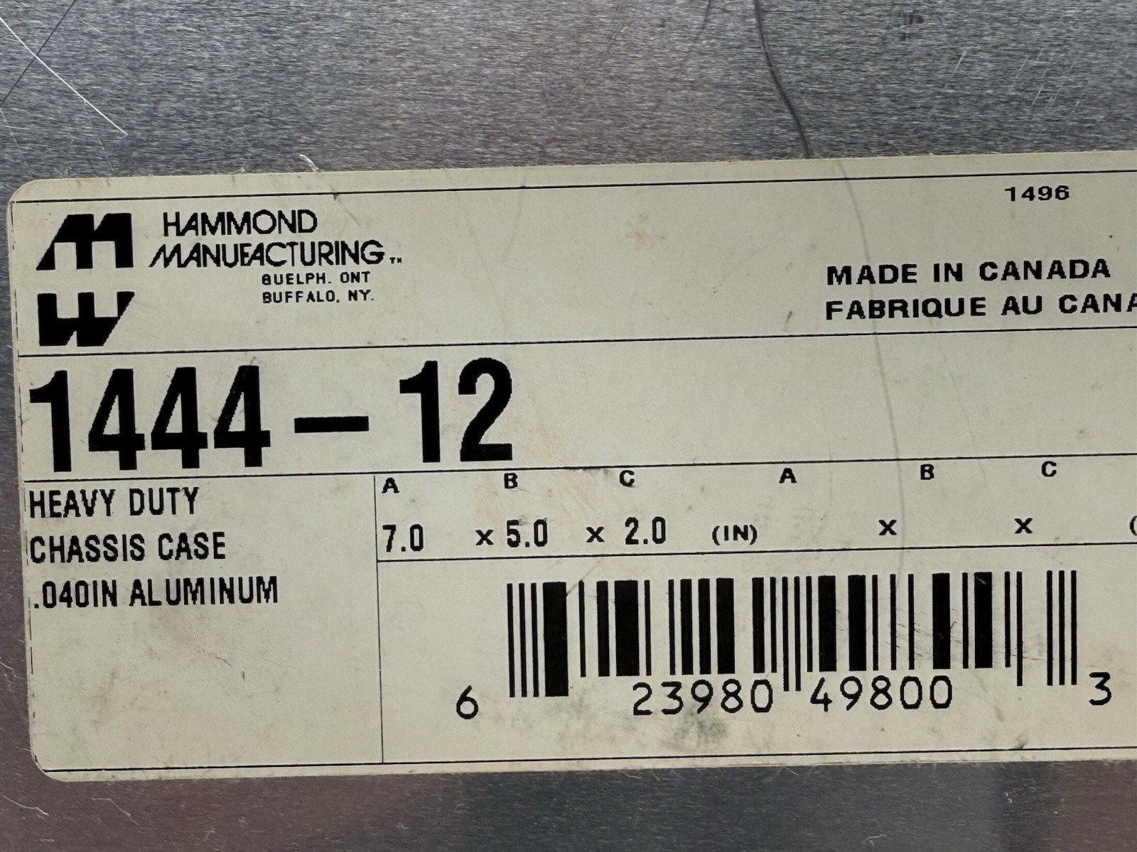 HAMMOND MANUFACTURING 1444-12 ALUMINUM ENCLOSURE BOX 7x5x2” BRAND NEW