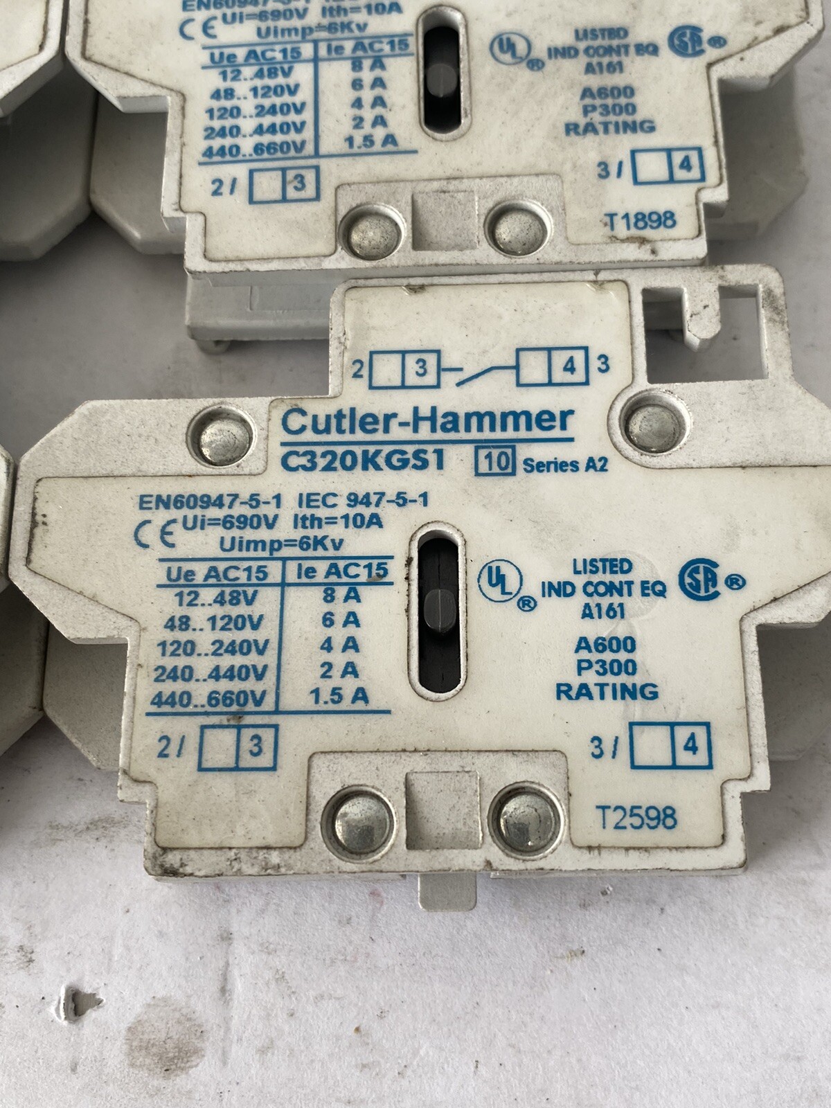 Lot Of 6 Cutler Hammer C320KGS1 Series A2 Auxiliary Contact Block