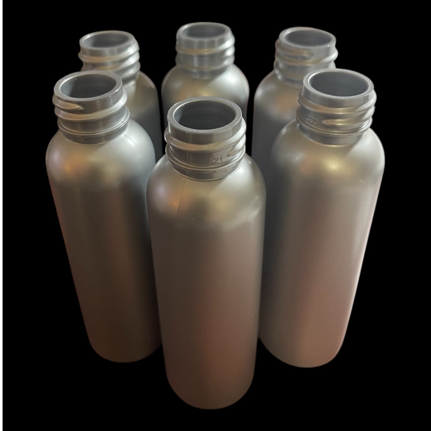 500 Pack – 2 oz Silver PET Cosmo Round Bottles Empty Travel Size TSA Compliant