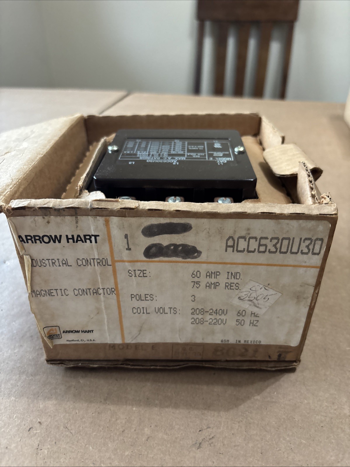 NEW ARROW HART, ACC630U30, Magnetic Contactor, 3ph, 60A, 208-240V.