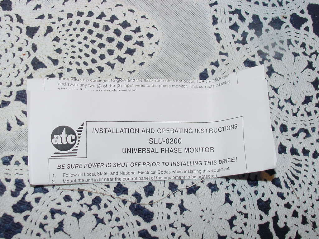 ATC Diversified Electronics SLU-0200, Phase Monitoring Relay, 550 VAC, SPDT, 10A