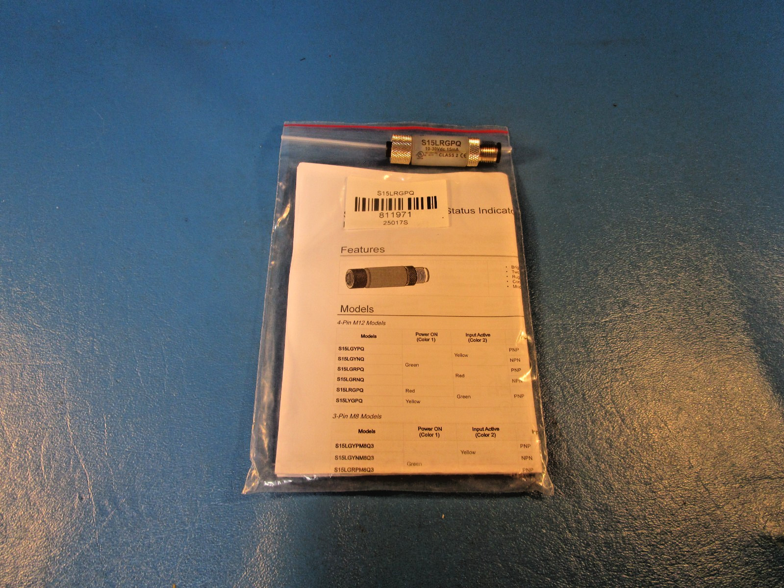 BANNER S15LRGPQ, 811971 2-Color In-Line Sensor Status Indicator, 10-30 V dc