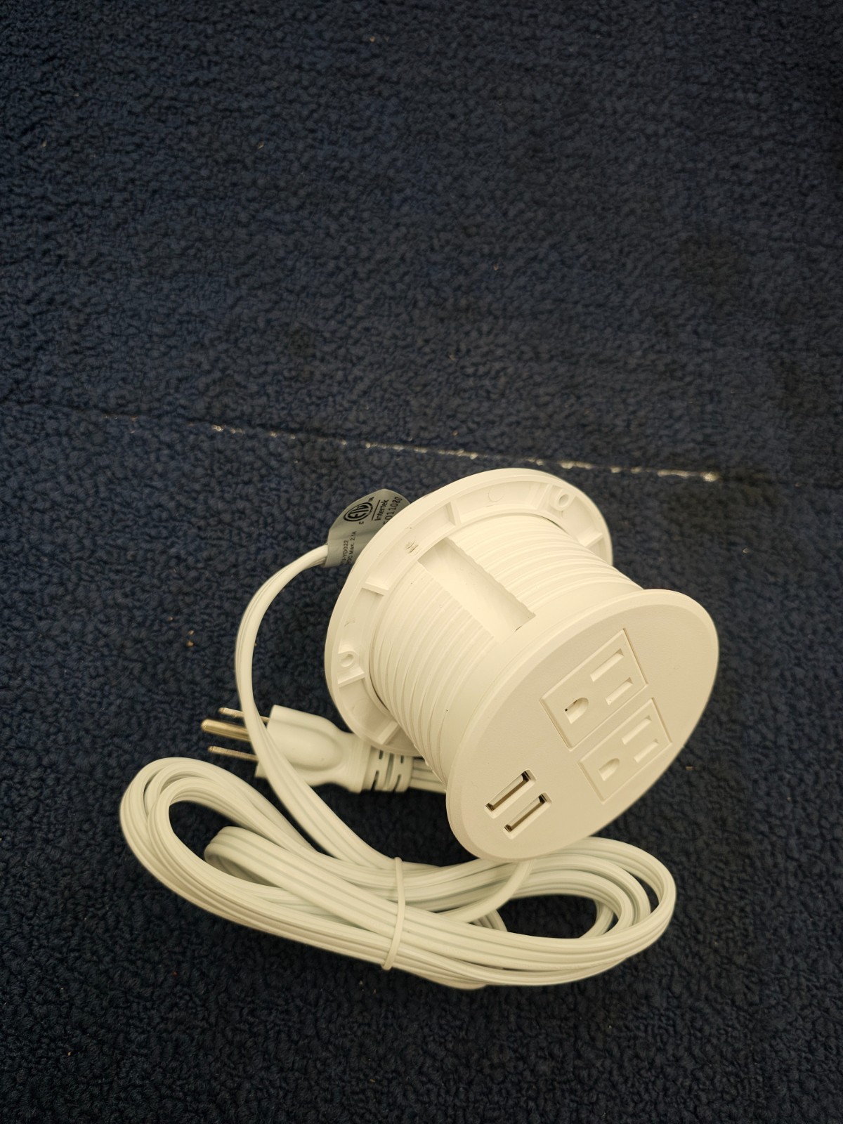 Power Grommet W/ 2-USB 2 Outlets Adapter Hub 3 1/8” Inch Hole White