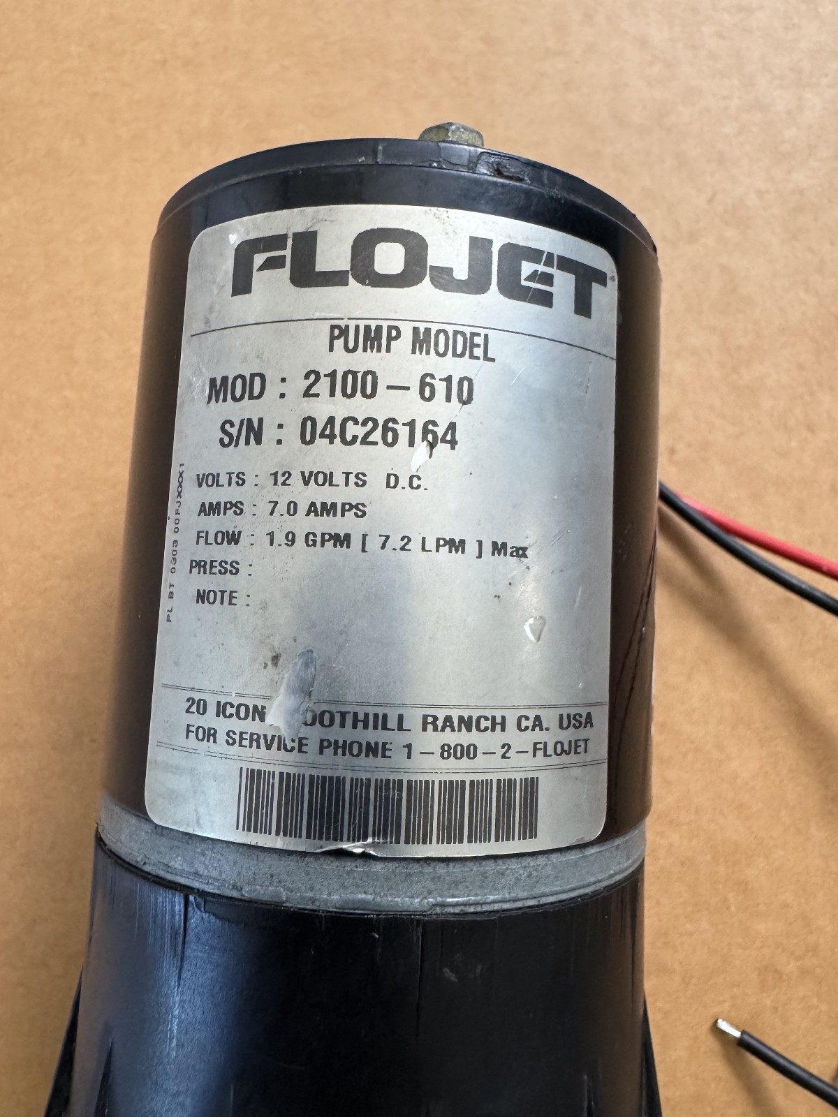 FLOJET Model 2100-610 12VDC 7A 1.9 GPM 7.2 LPM Pump New OEM NextDayAir Available