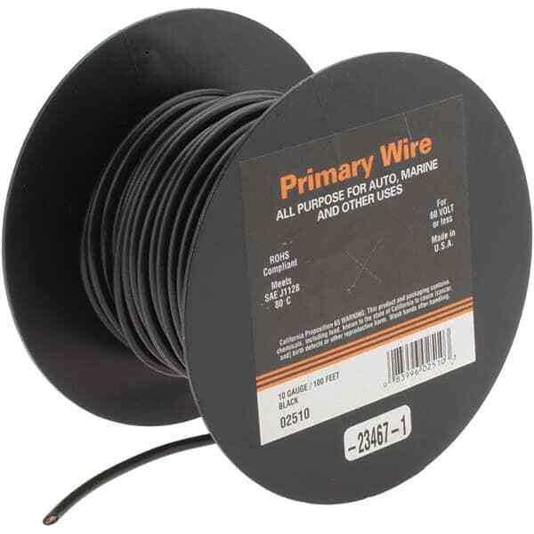 EastPenn -23468 10 AWG, 100′ OAL, Hook Up Wire Black Vinyl Jacket
