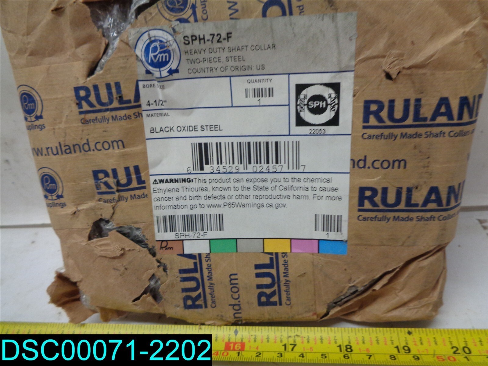 RULAND MANUFACTURING SPH-72-F Shaft Collar,Clamp 4-1/2 In,Steel