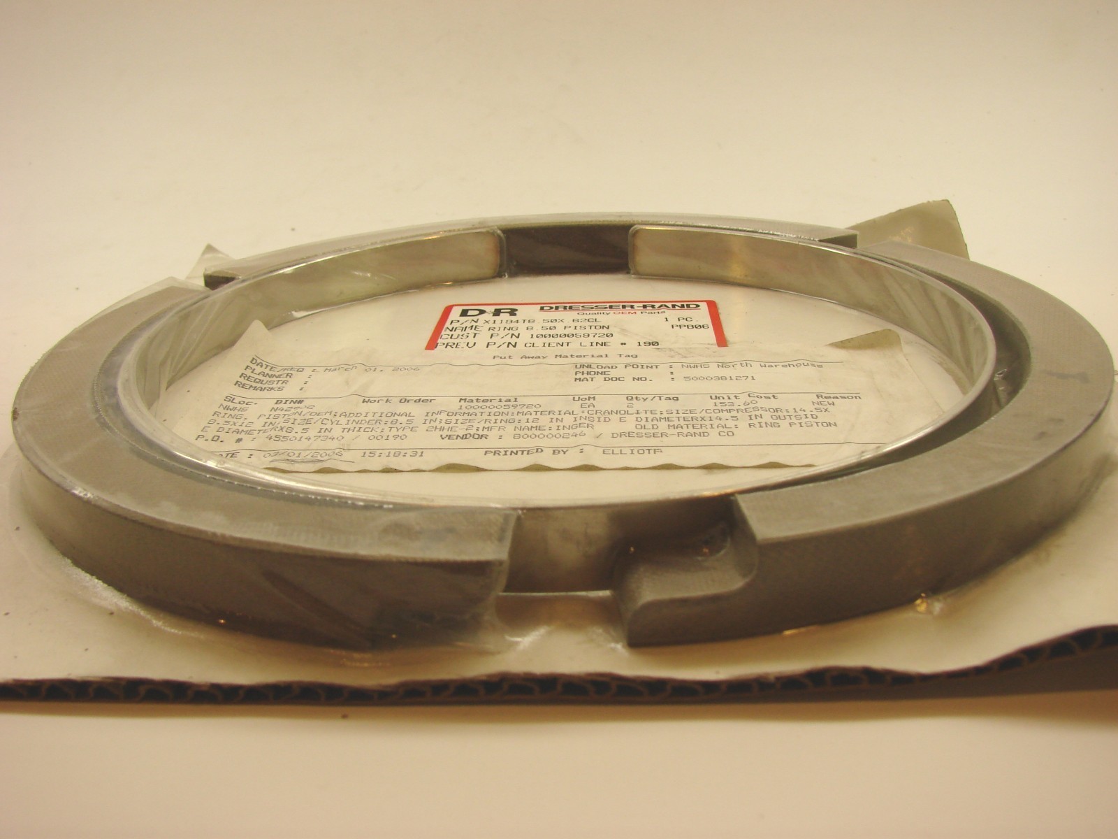 New (2) Dresser Rand X1194T 8.50 X .62CL Piston Ring OEM Ring #1 & #2 b74