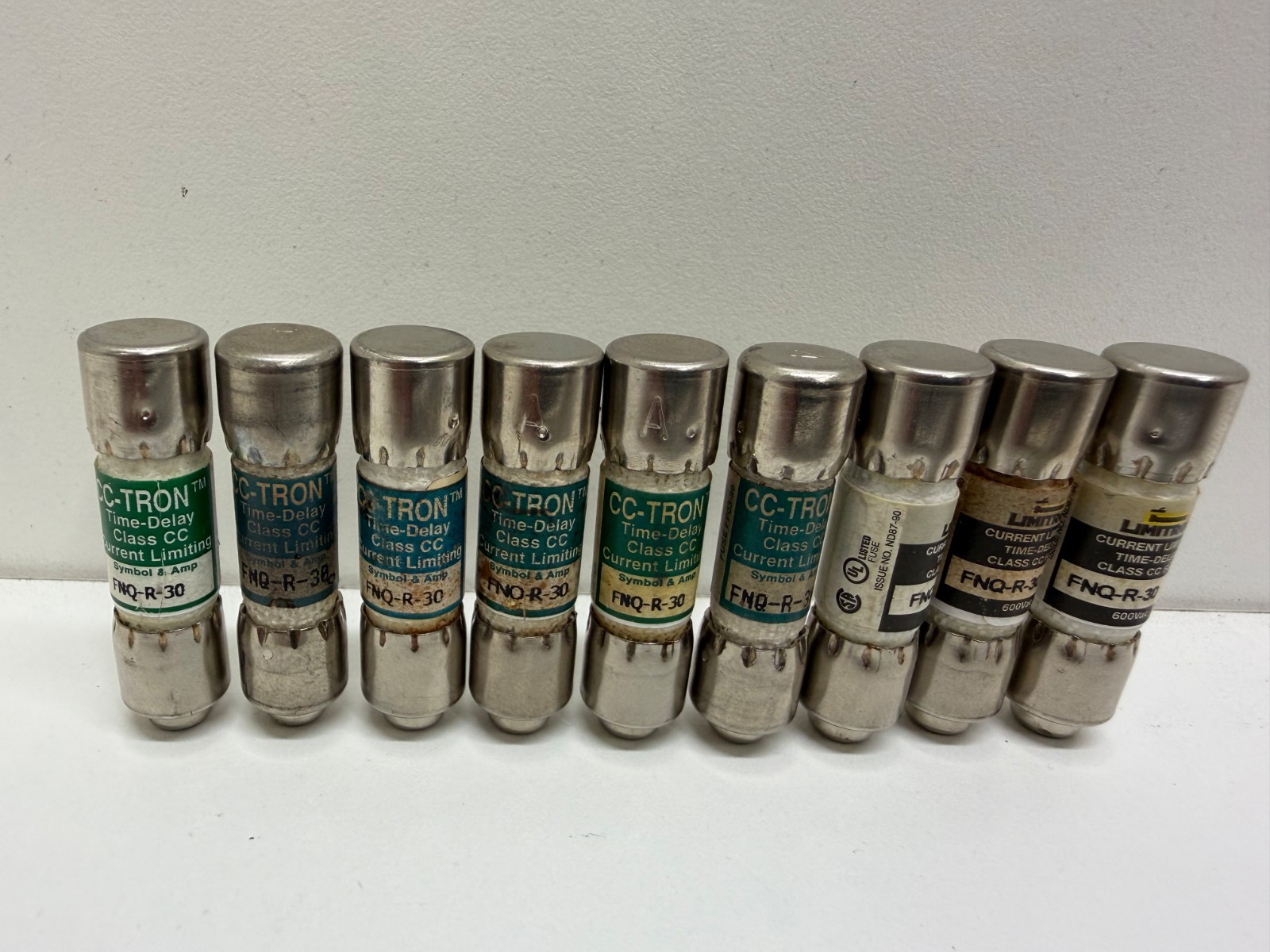 LOT OF (9) NEW OLD STOCK! BUSSMANN 30A TIME-DELAY FUSES FNQ-R-30