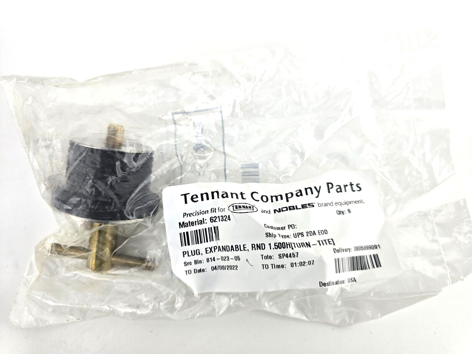 Tennant Nobles 621324 Expandable Plug Round 1.500H Turn-Tite Floor Scrubber
