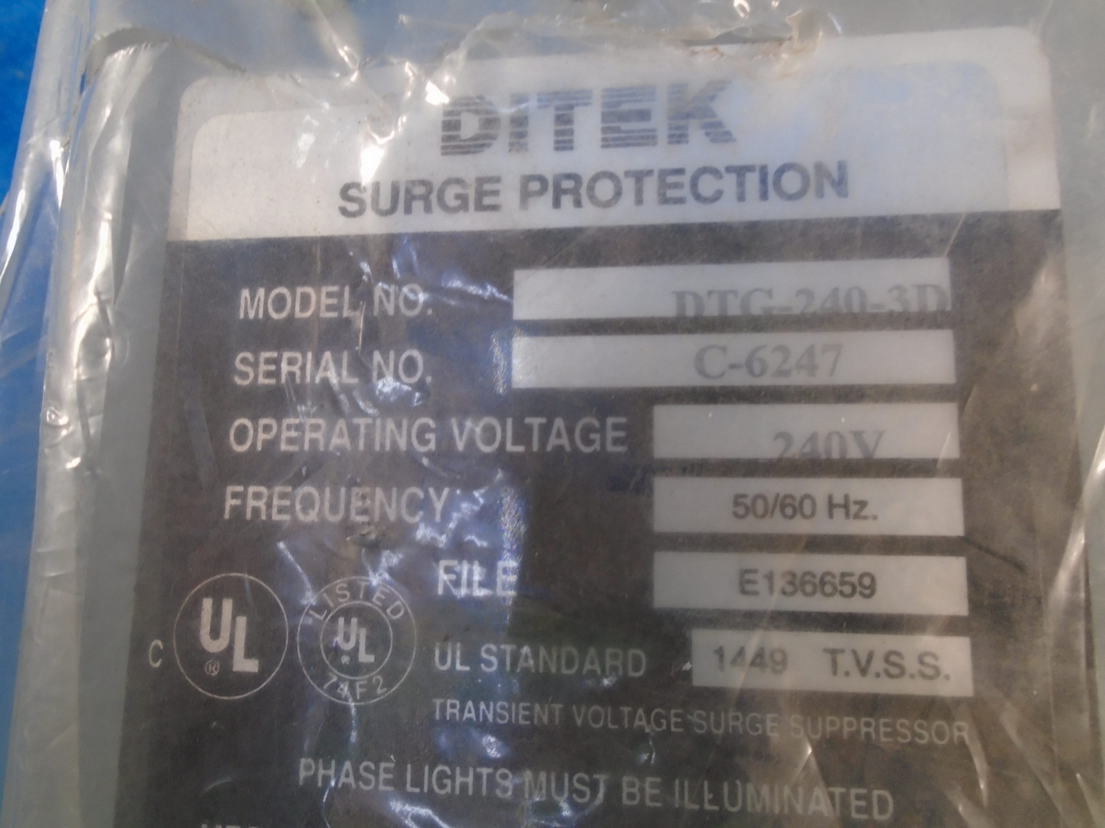 DITEK SURGE PROTECTOR DTG-240-3D 240V 50/60HZ 1YR WARRANTY
