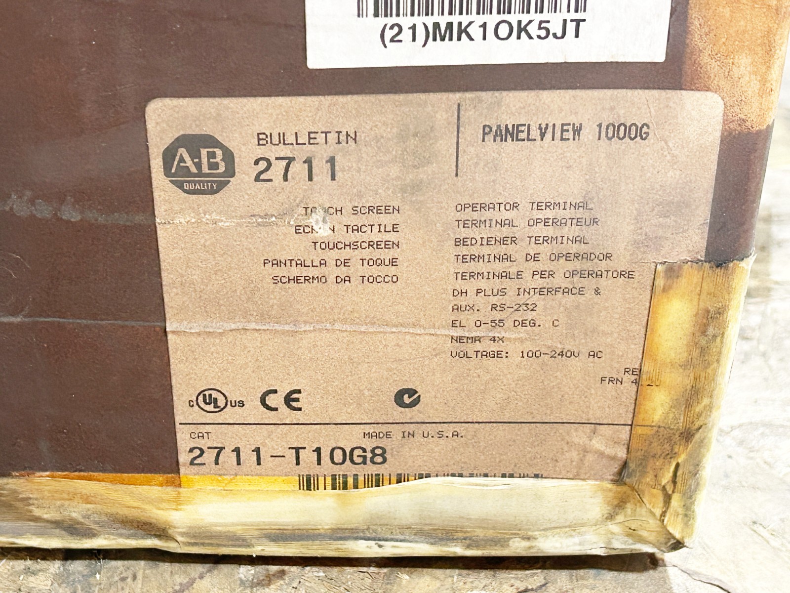 New Allen Bradley 2711-T10G8 Operator Interface 10″ Display 640X480 Pixels 240V