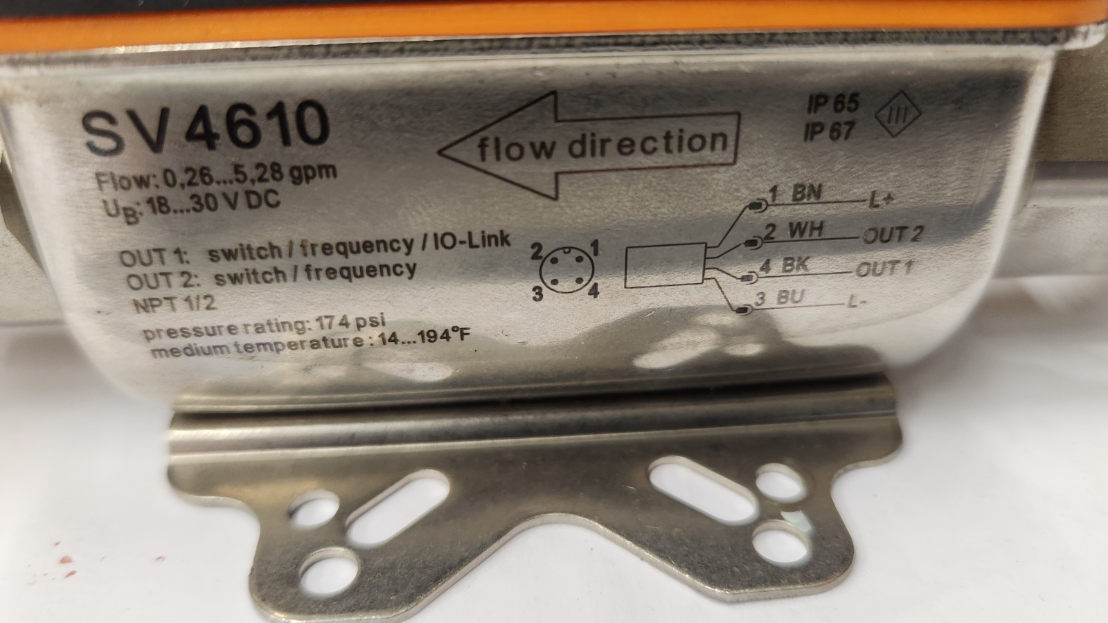 IFM SV4610 Vortex Flowmeter Sensor I/O Link Display & Bracket NEW SURPLUS