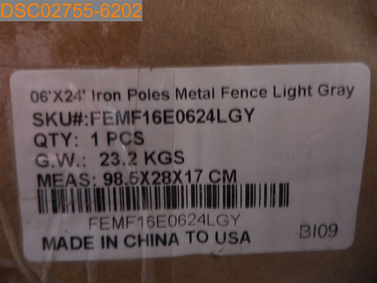 Grassland 6′ x 24′ Iron Poles Metal Fence Light Gray, FEMF16E0624LGY